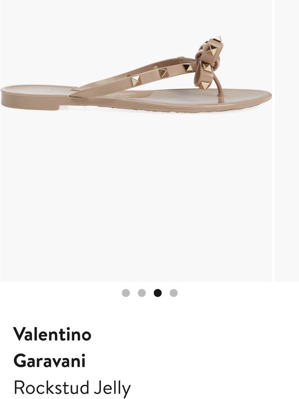 Valentino Garavani Blush Patent Bow Sandal with Gold Studs - Picture 2 of 3